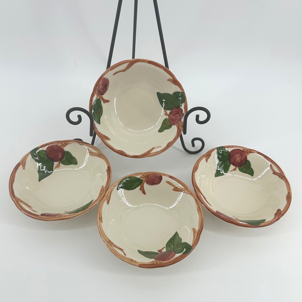 Franciscan Hand-painted Apple Fruit Bowls Exc Set of 4 Made in USA 6in Vintage